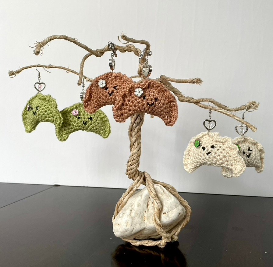 crochet dumpling earrings
